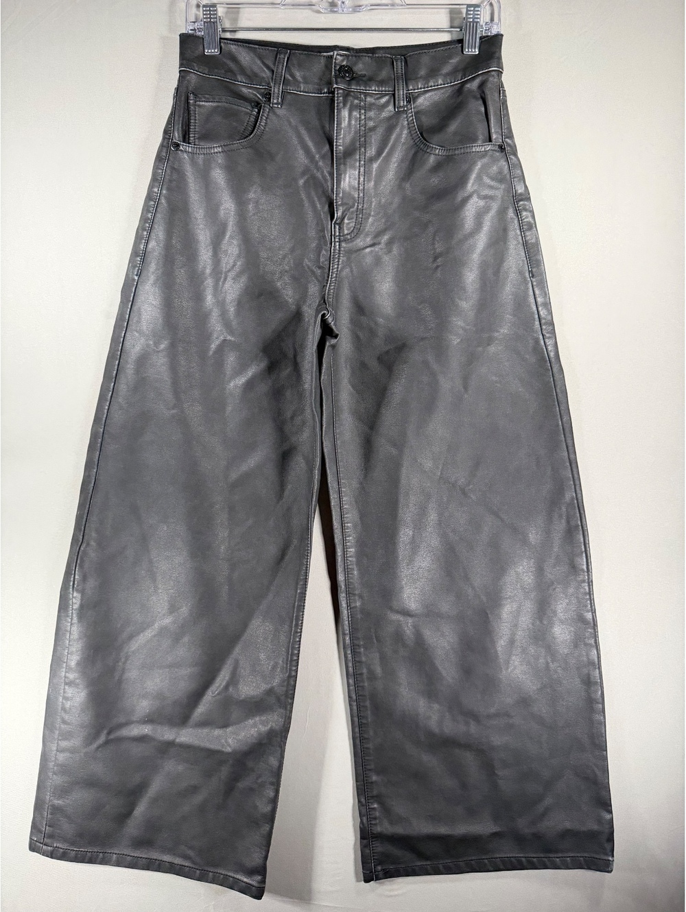 We The Free Black Faux Leather Wide Leg Women’s Pants Size 27